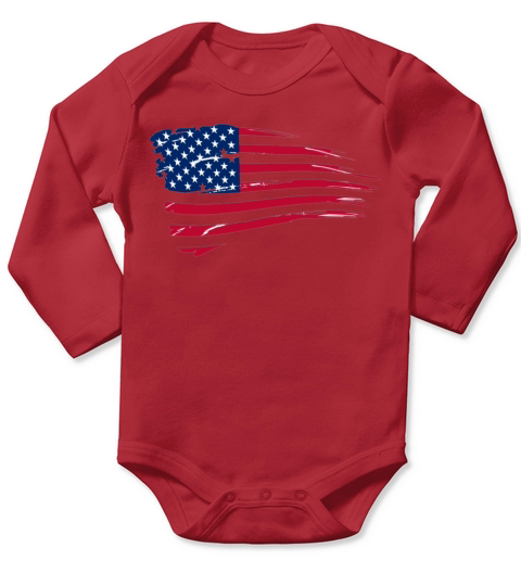 american flag Long Sleeve Baby One-Piece