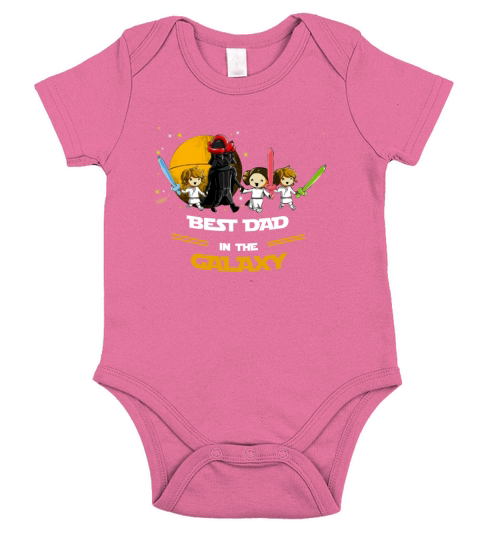 Father & 2 Sons 1 Daughter with 3 color lightsabers Short Sleeve Baby One-Piece