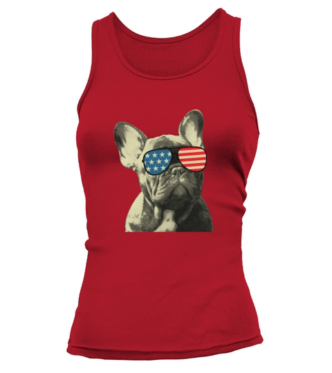 french bulldog american flag sunglasses 4th of july Tank top Woman