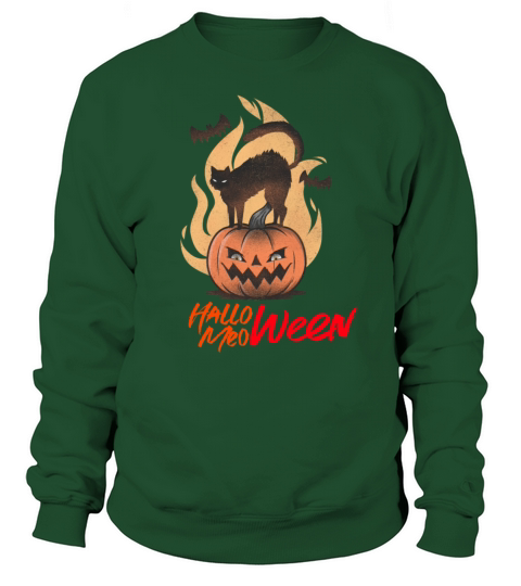 Halloween Meoween Cat Pumpkin Bat Halloween Design Women's Sweatshirt