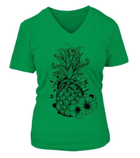 Pineapple with hibiscus blossom Women's V-Neck T-shirt