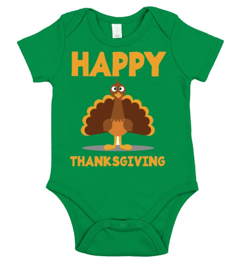 Happy Turkey Day T-Shirt Thanksgiving Gift Shirt Short Sleeve Baby One-Piece