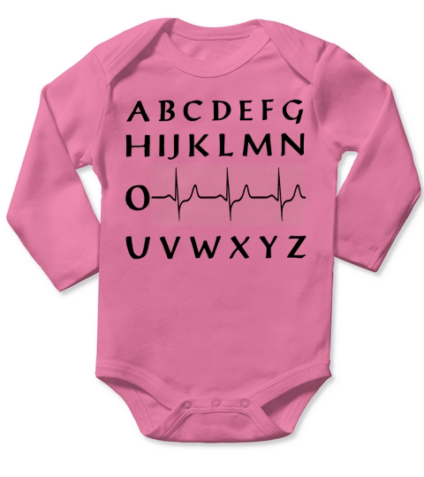 PQRST nurse alphabet heartbeat Long Sleeve Baby One-Piece