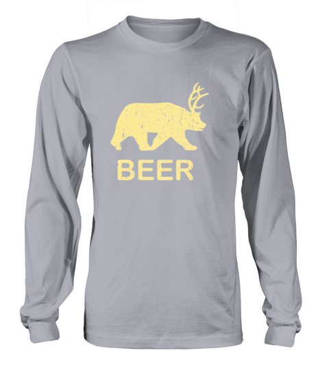 Funny Gym Shirt - Beer Bear Deer Vintage T-Shirt Women's Long Sleeve