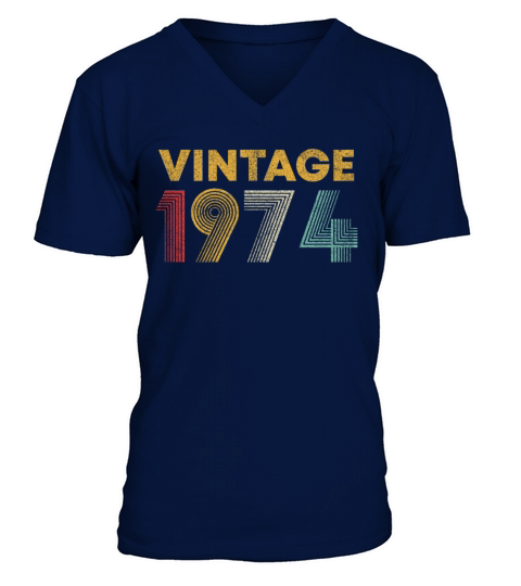 46th Birthday Gift Vintage 1974 T-Shirt Men Women Men's V-Neck T-shirt