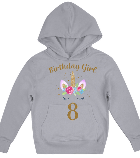Youth 8th Birthday Girl Unicorn Shirt 8th Birthday Outfit Kids Hoodie