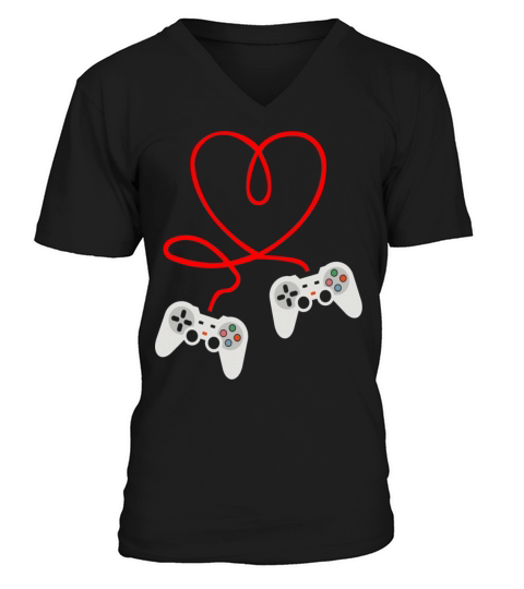 Video Gamer Valentines Day T Shirt With Controller Men's V-Neck T-shirt