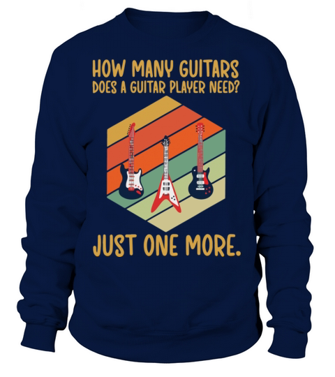 How Many Guitars Vintage Music Guitar Players Women's Sweatshirt