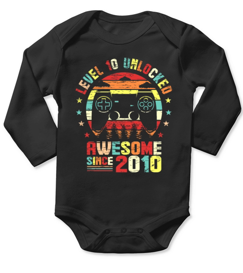 Level 10 Unlocked Awesome Since 2010 10th Bday Long Sleeve Baby One-Piece