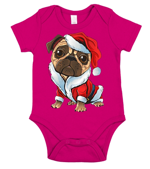 Cute Christmas poodle pug dog owners gift Short Sleeve Baby One-Piece