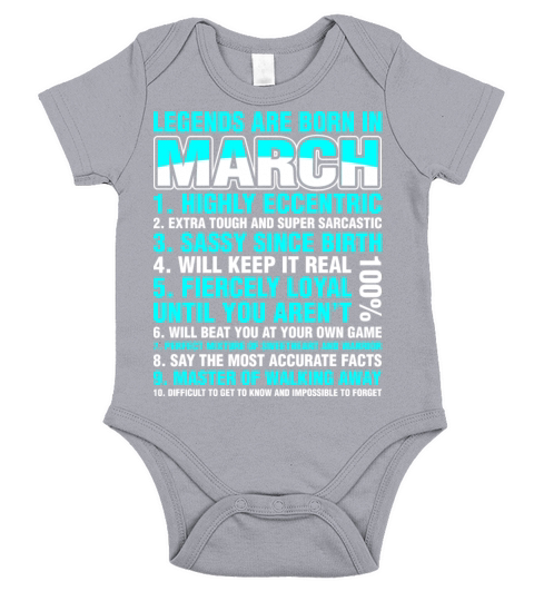 Legends Are Born In March Short Sleeve Baby One-Piece