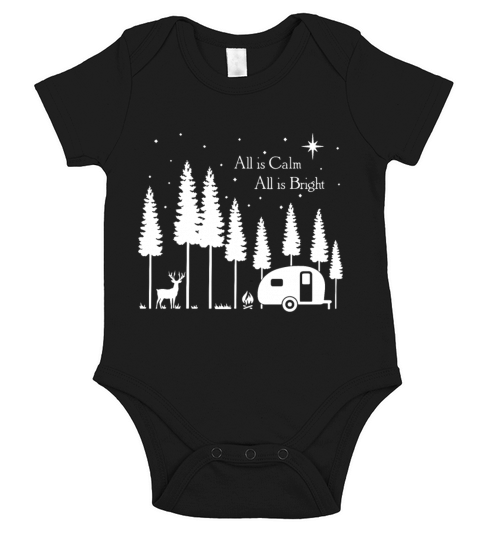 alll is calm all is bright tree camp Short Sleeve Baby One-Piece