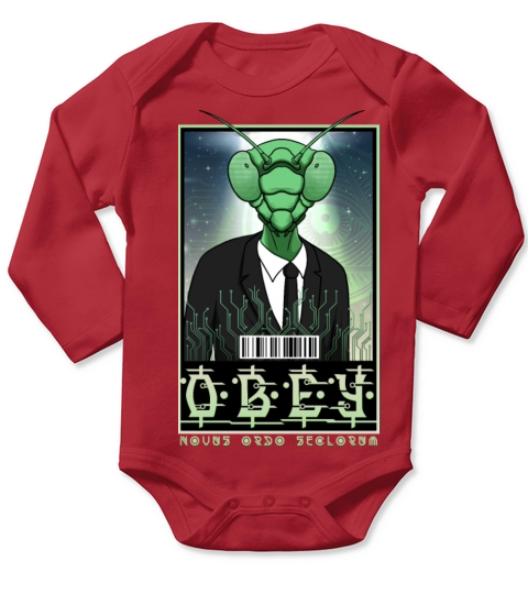 Obey - Novus Ordo Seclorum - Mantis Alien Long Sleeve Baby One-Piece