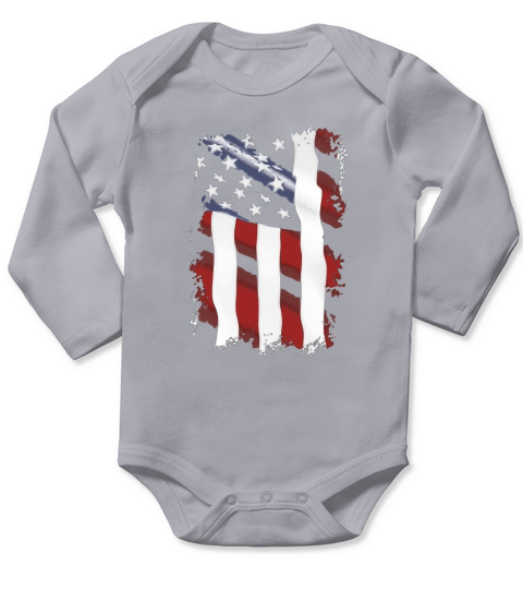 American Flag - Unisex Long Sleeve Long Sleeve Baby One-Piece