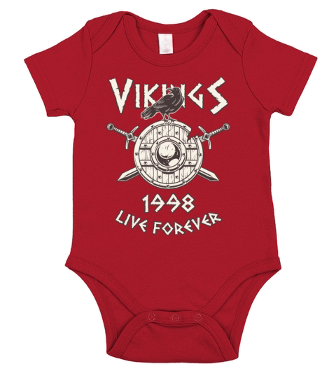 Vikings Live Forever 1998 Norse Birthday Short Sleeve Baby One-Piece
