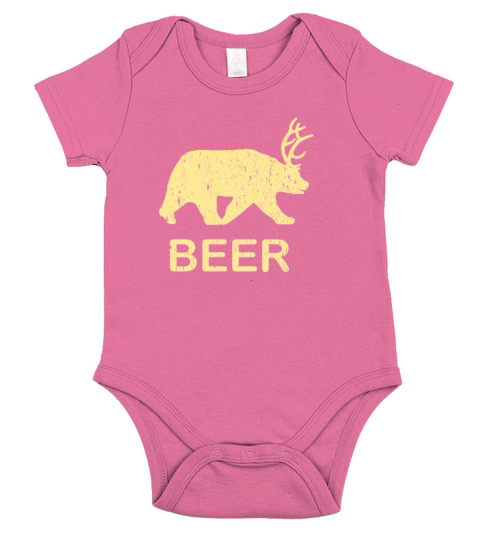 Funny Gym Shirt - Beer Bear Deer Vintage T-Shirt Short Sleeve Baby One-Piece
