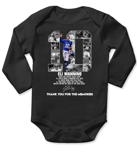 10 Eli Manning thank you for the memories signature Long Sleeve Baby One-Piece