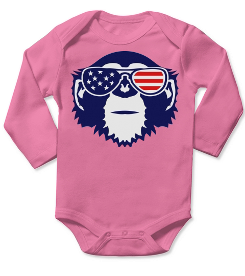 monkey bezel color american flag sun Long Sleeve Baby One-Piece