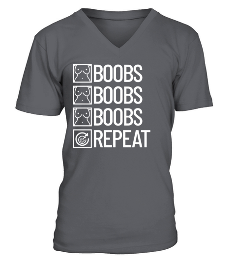 Booze Boobs Beads Repeat Funny Mardi Grasboob shir V-Neck T-shirt