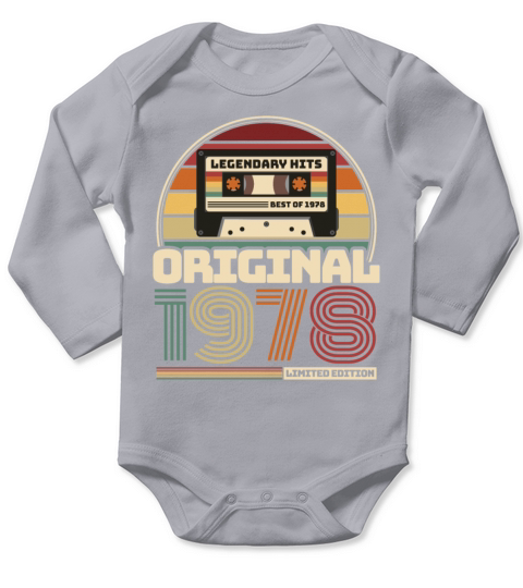 Beautiful Retro Vintage tape birthday 1978 Long Sleeve Baby One-Piece