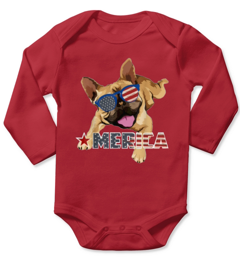 America French Bulldog Us Flag 4Th Of July shirt Long Sleeve Baby One-Piece
