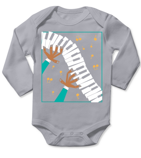 Pianist Playing Piano Keyboard Long Sleeve Baby One-Piece