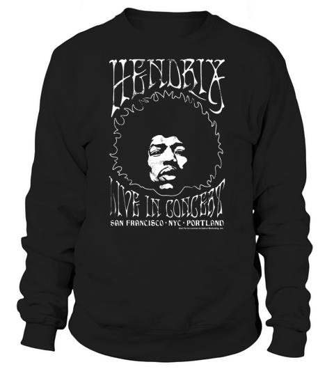 Jimi Hendrix White Outline Live In Concert Graphic T-Shirt Sweatshirt Unisex