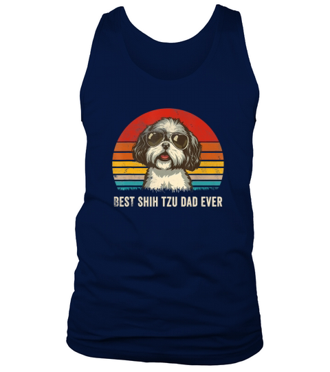 Best Shih Tzu Dad Ever Vintage Dog Lover Gift Men's Tank Top