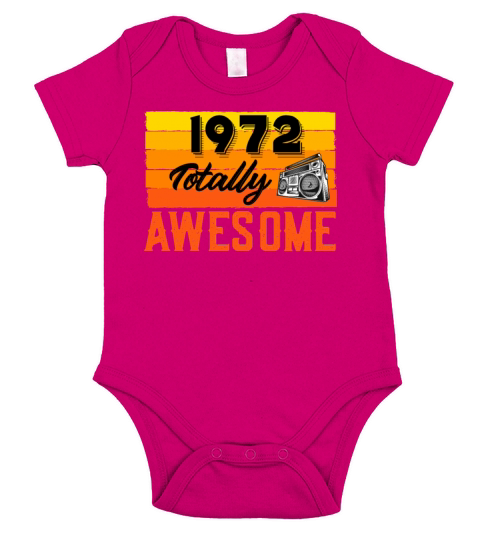 1972 Totally Awesome Celebrate Birthday Retro Short Sleeve Baby One-Piece