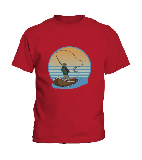 Vintage Fisherman Angler Dad Grandpa Retro Gift Kids T-Shirt