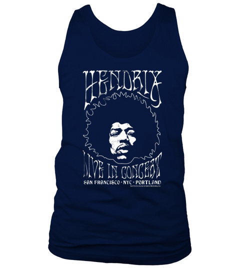 Jimi Hendrix White Outline Live In Concert Graphic T-Shirt Tank Top Unisex