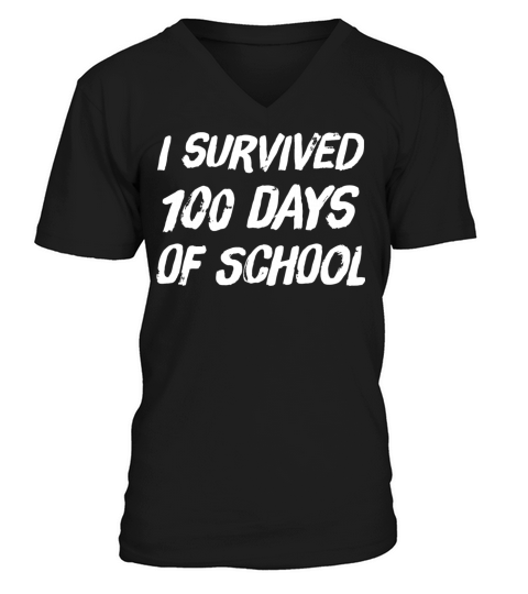 100 days of school - I survived 100 days of scho Men's V-Neck T-shirt