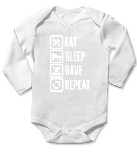 2018 Funny Eat Sleep Rave Repeat Long Sleeve Baby One-Piece