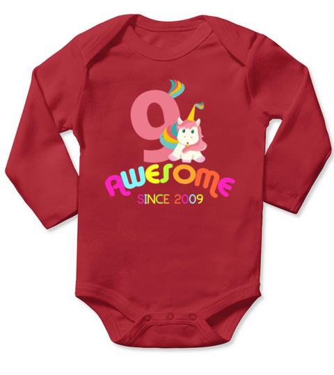 Awesome Since 2009 Unicorn Birthday Gift Long Sleeve Baby One-Piece
