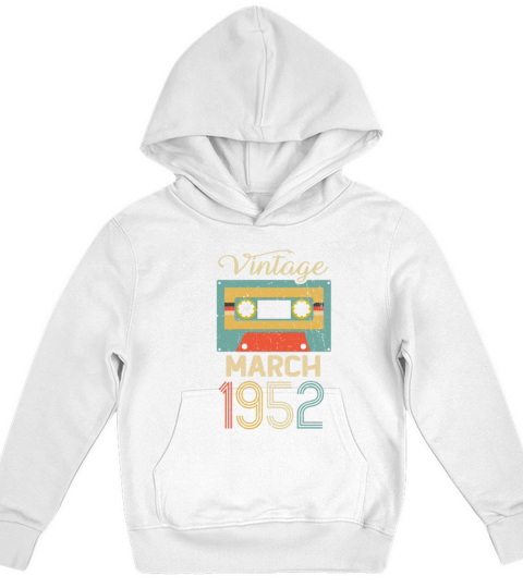 Vintage March 1952 70th Birthday 70 Year Gift Kids Hoodie