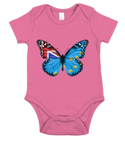 Butterfly Flag Of Tuvalu Short Sleeve Baby One-Piece