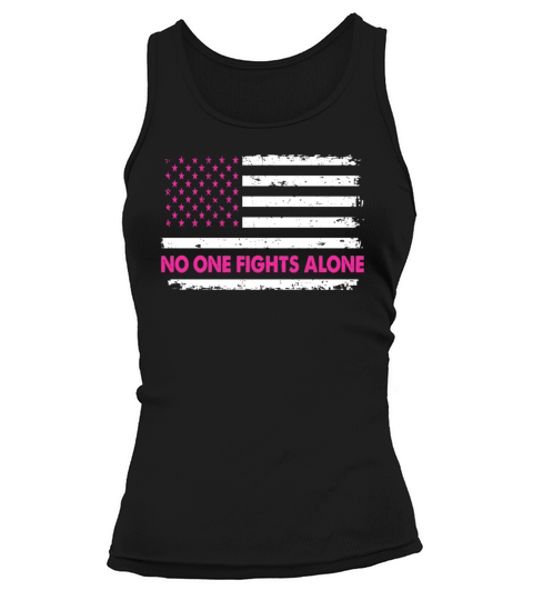 No One Fights Alone USA Flag Breast Cancer Women's Tank Top