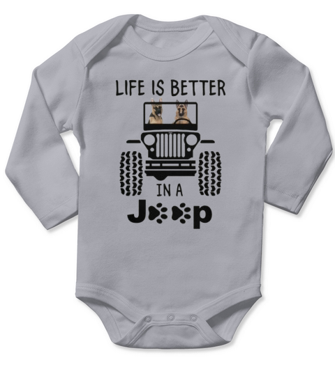German Shepherd In A Jeep Long Sleeve Baby One-Piece