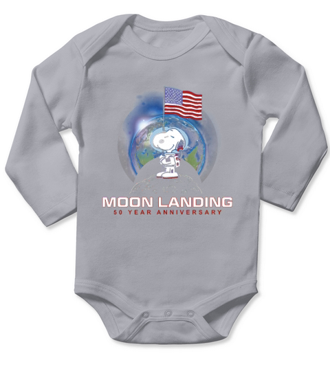 Snoopy Mond der amerikanischen Flagge, der 50-jähriges Jahrestags-Shirt landet Long Sleeve Baby One-Piece