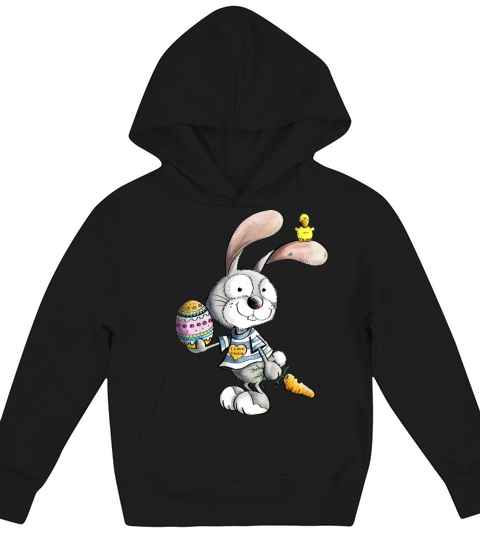 Kids Cute Easter bunny with Easter egg Easter Kids Hoodie