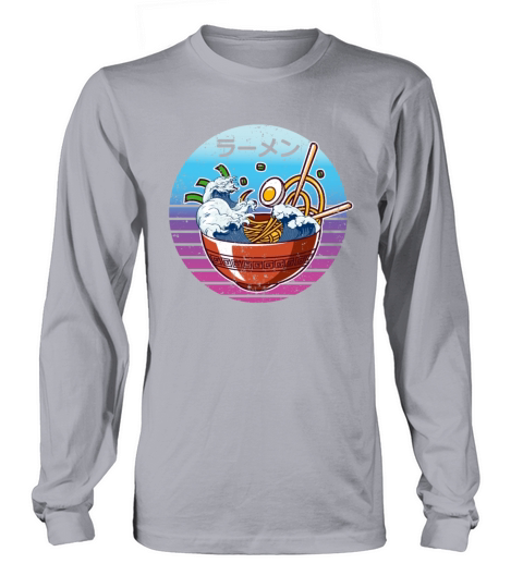 Vaporwave Ramen Bowl Noodles Bowl The Great Wave Women's Long Sleeve