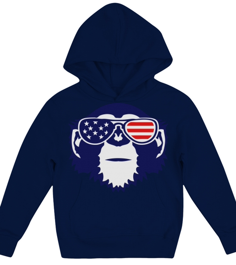 monkey bezel color american flag sun Kids Hoodie