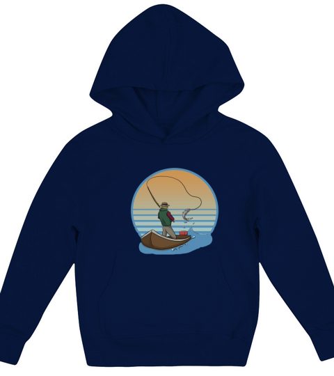 Vintage Fisherman Angler Dad Grandpa Retro Gift Kids Hoodie