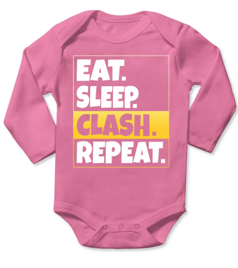 Eat Sleep Clash Repeat Gold Clan Mobile Gaming Long Sleeve Baby One-Piece