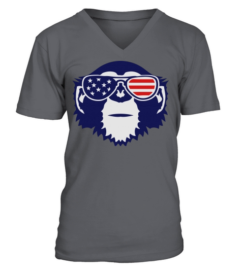 monkey bezel color american flag sun Men's V-Neck T-shirt