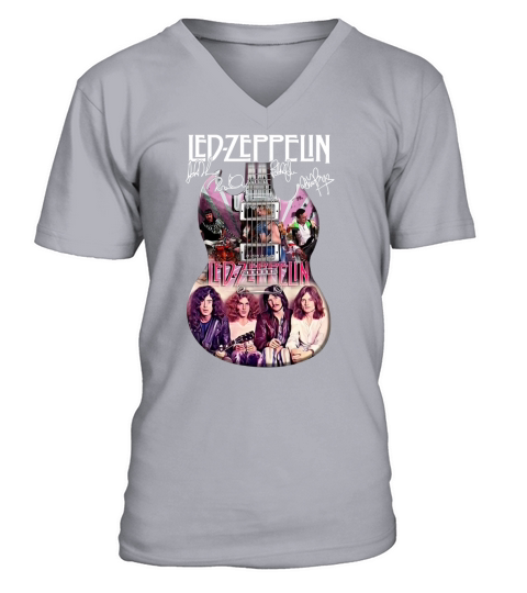 Led Zeppelin Guitar Signatures V-Neck T-shirt
