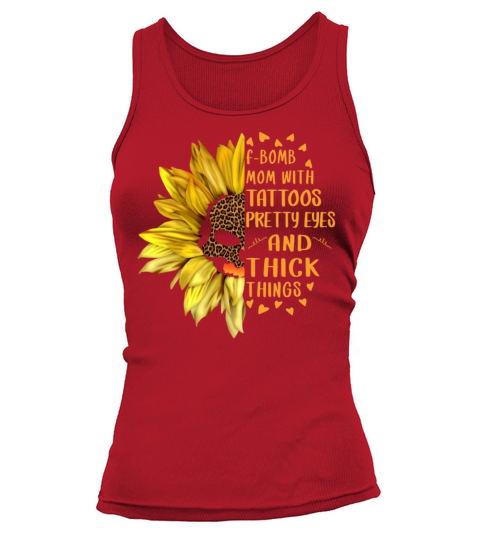 Leopard Printed Sunflower F Bomb Mom With Tattoos Women's Tank Top