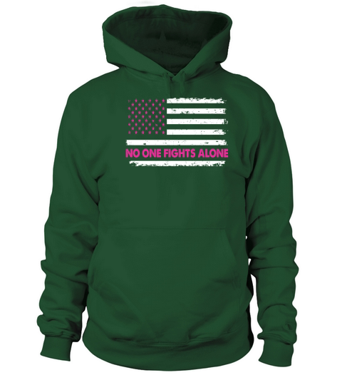 No One Fights Alone USA Flag Breast Cancer Men's Hoodie