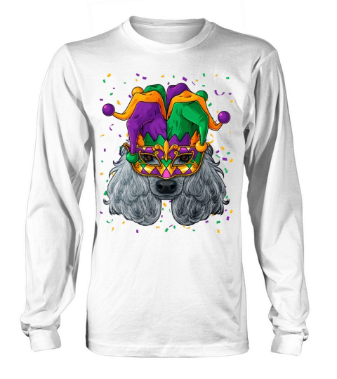 Poodle Mardi Gras Dog Face Carnival Jester Festiva Long sleeved Unisex