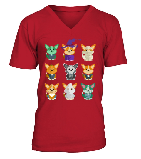 Corgi Monsters Cute Halloween Shirt Men's V-Neck T-shirt